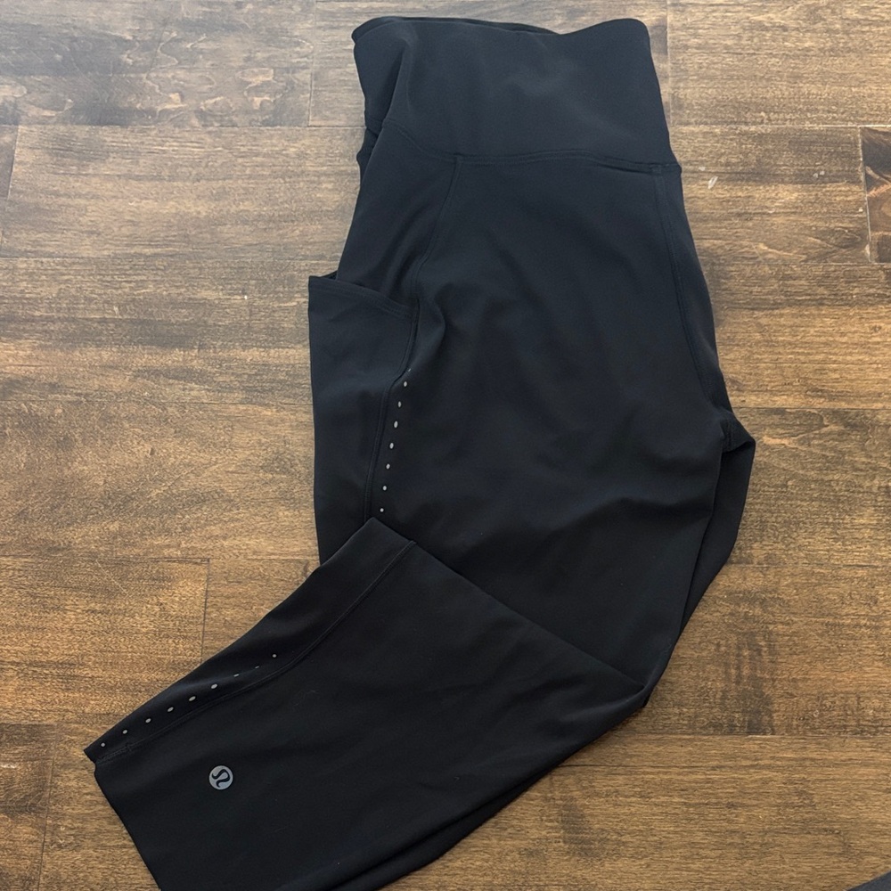Lululemon Athletica Black Leggings Fast and Free Crop with Pockets
